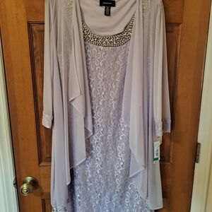 R&M Richards Lavender Lace Dress with Jacket